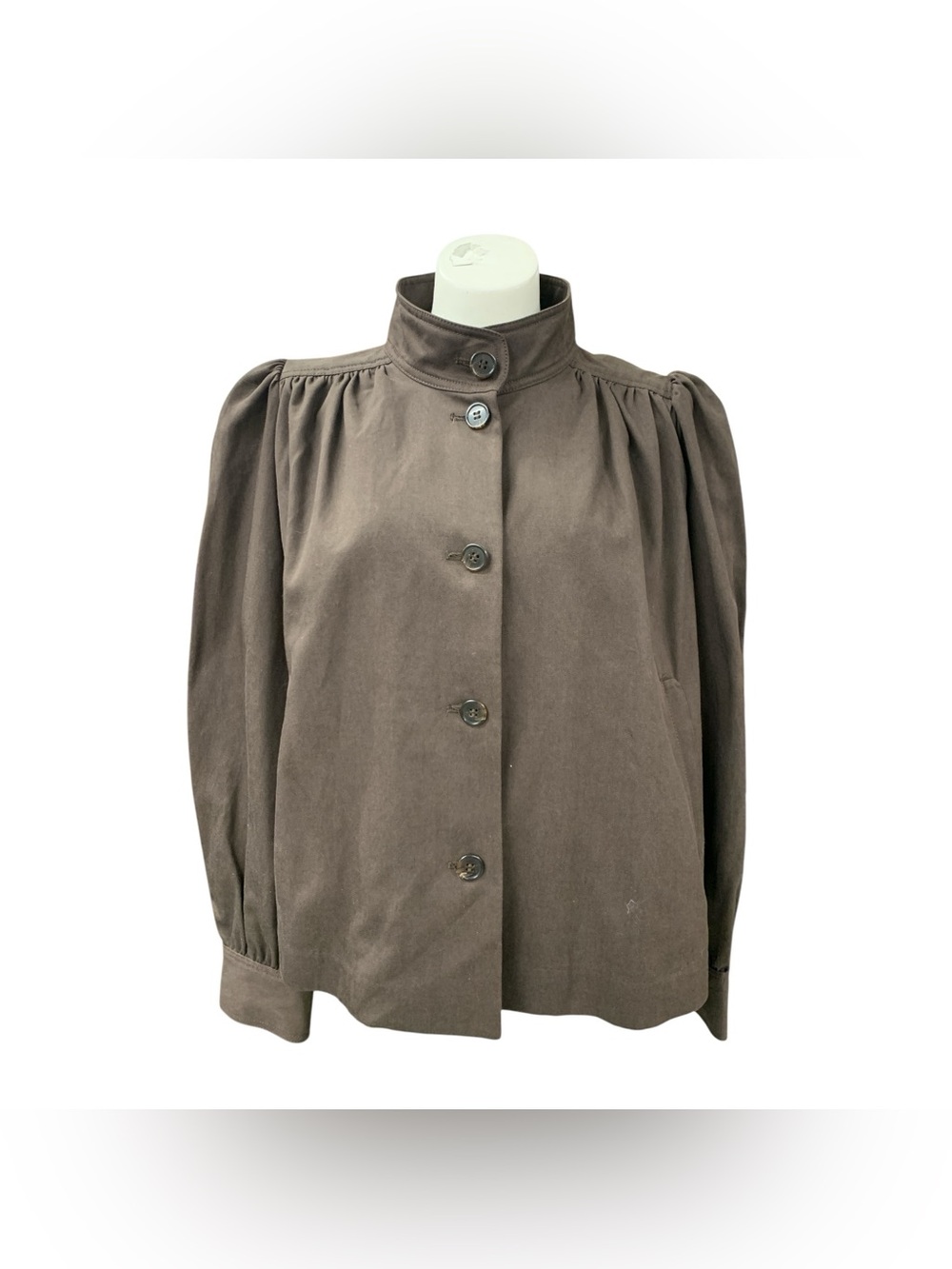 H&M NWT Brown High-Collar Button Front Trench Jacket Size L